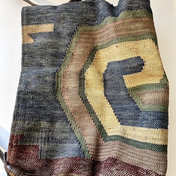 Vintage Western Cloth & Leather Aztec Print Womens Shoulder Bag Purse - Picture 5 of 10